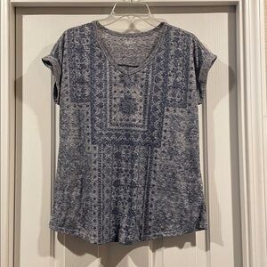 Styles & Co Gray blue Patterned Women's Top size M